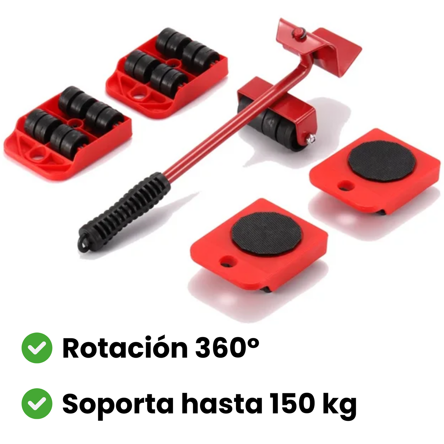Deslizador de Muebles (Juego 4 Bases con Ruedas + Levantador) --